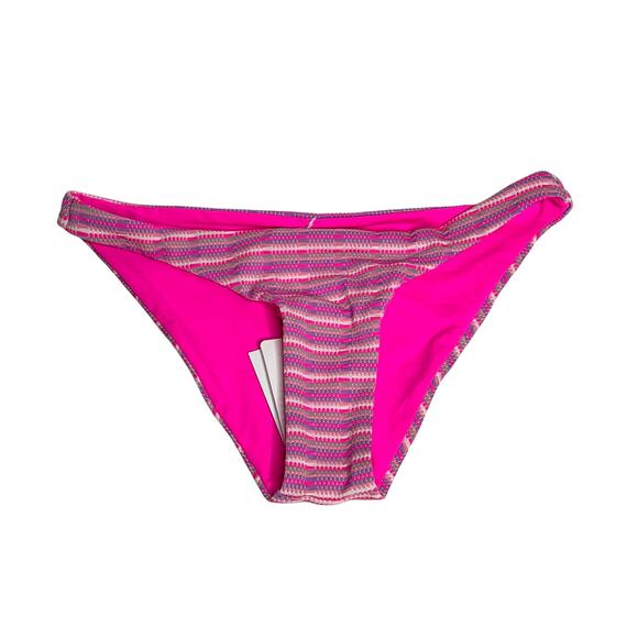 L*Space Camacho Classic Bikini Bottom Pink Stripe Nylon Swimwear NWT Small - Picture 2 of 7